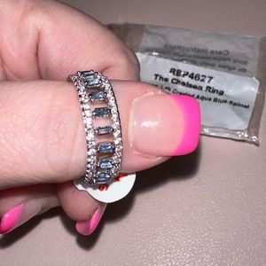 Bomb Party size 10 The Chelsea Ring Aqua Blue Spinal